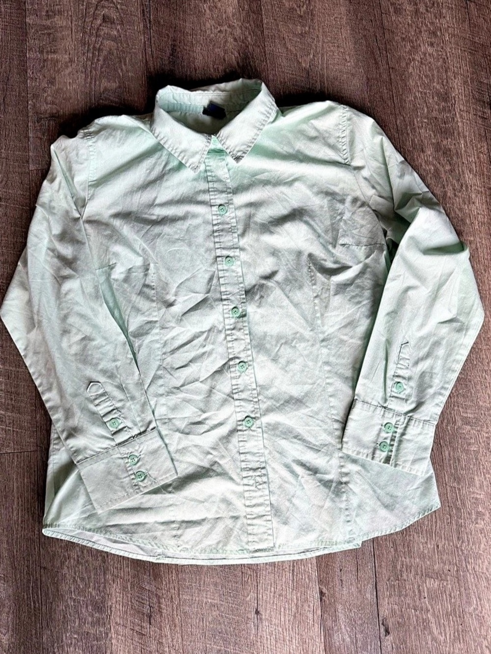 Basic Editions Button Down Shirt Cotton in Green Size Large
